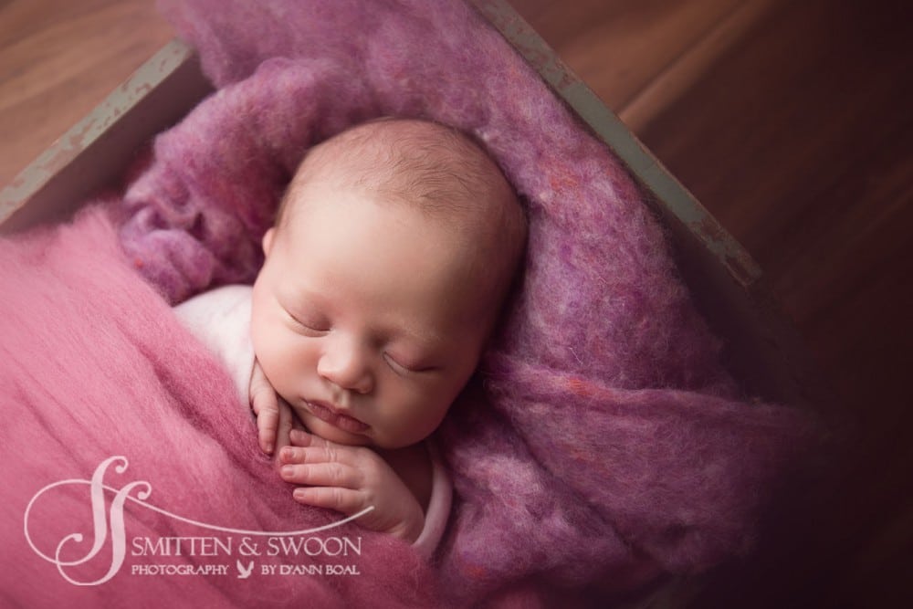 newborn baby sleeping in pink {newborn photographer boulder}