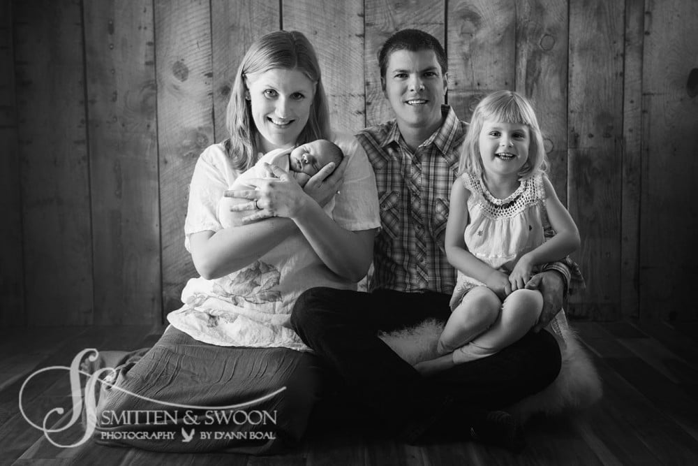 family of four holding newborn baby and big sister {boulder family photographer}