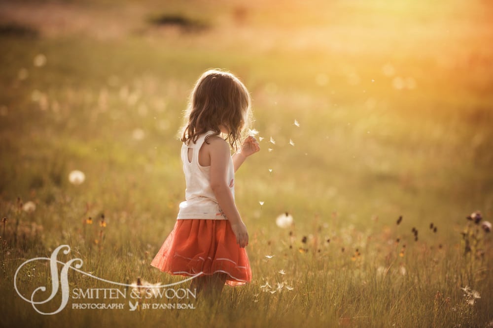 boulder child photographer girl in field blowing wishes 