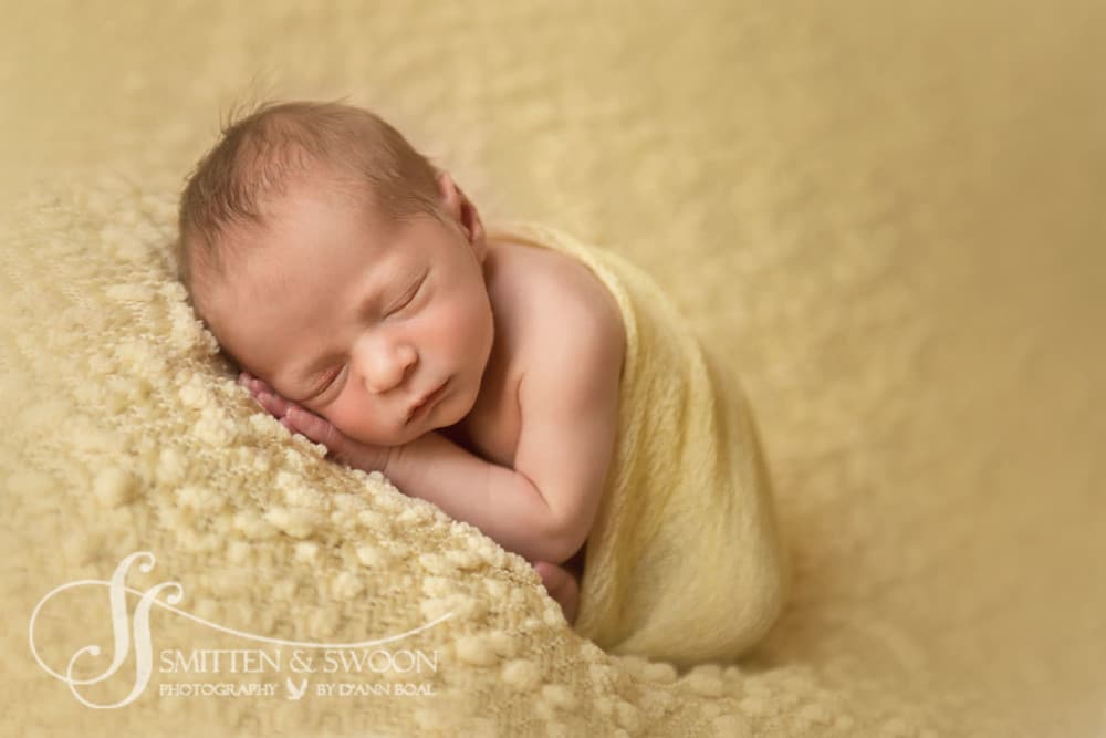 sleeping newborn boy on yellow blanket {boulder newborn photographer}
