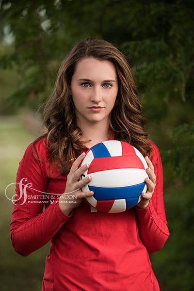 senior portrait holding volleyball {boulder senior photographer}